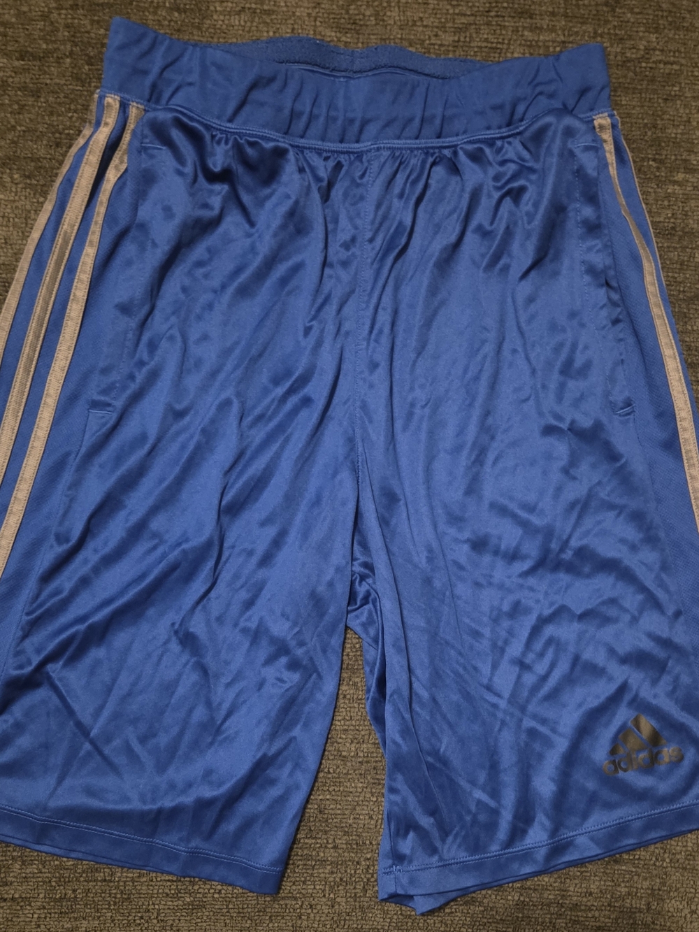 Adidas Climalite Royal Blue Athletic Shorts with Stripes. Size M